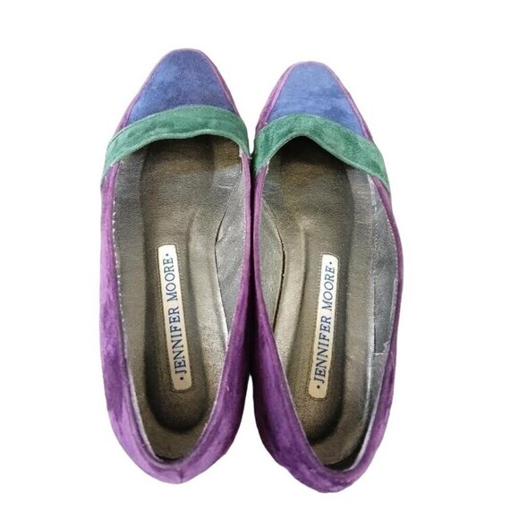 Jennifer Moore Purple & Blue Suede Leather vintage loafers slip on size 7 - Picture 3 of 3